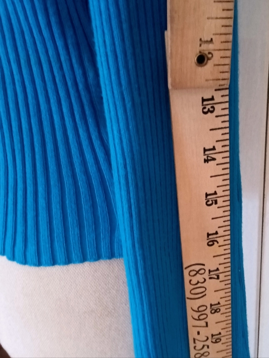 Pink Rose Vibrant Blue Long-Sleeve Ribbed Texture Top Sweetheart Neckline Size S - Picture 8 of 8